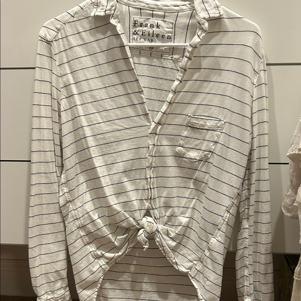 Frank & Eileen White and Black Striped Shirt